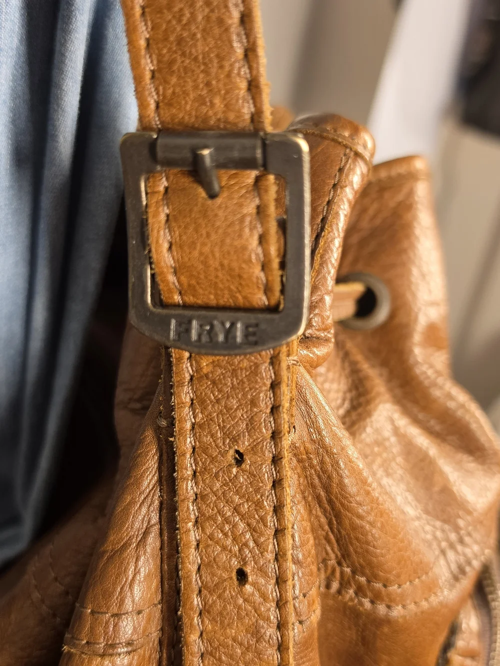 FRYE BROOKE STUDDED DRAWSTRING LEATHER BAG